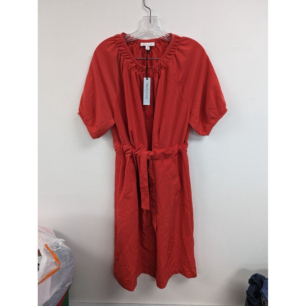 Prologue Orange Dress Size XS button Down Short Sleeve Party Belted Target
